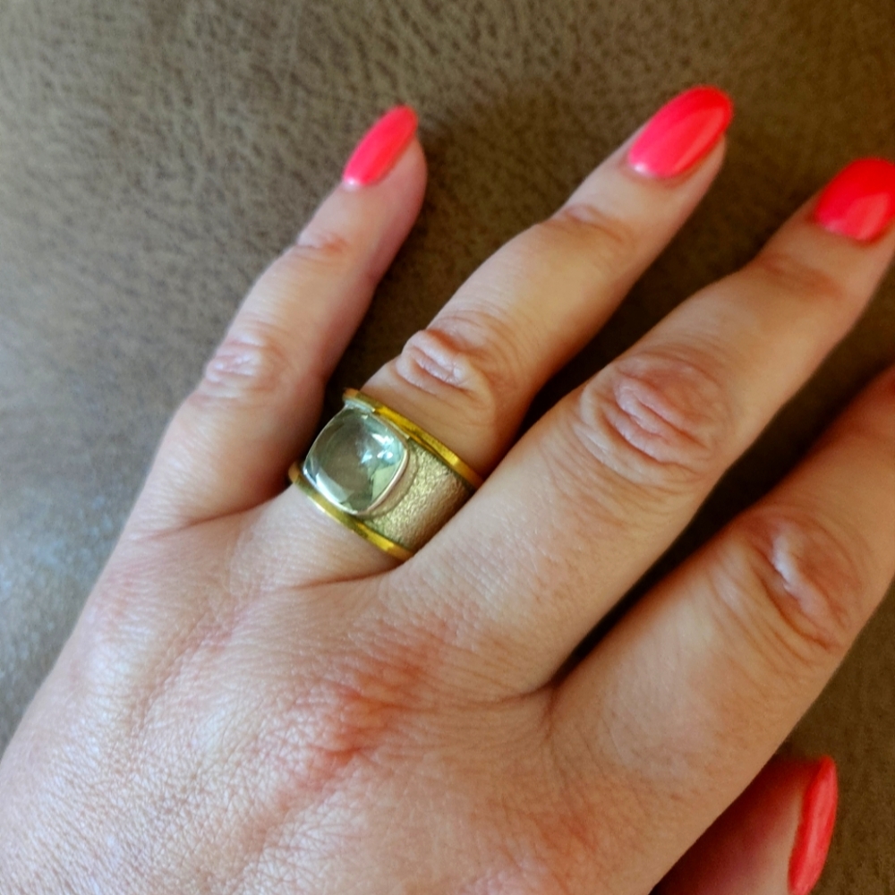 Indian Silver Ring With Effy Green Quartz
